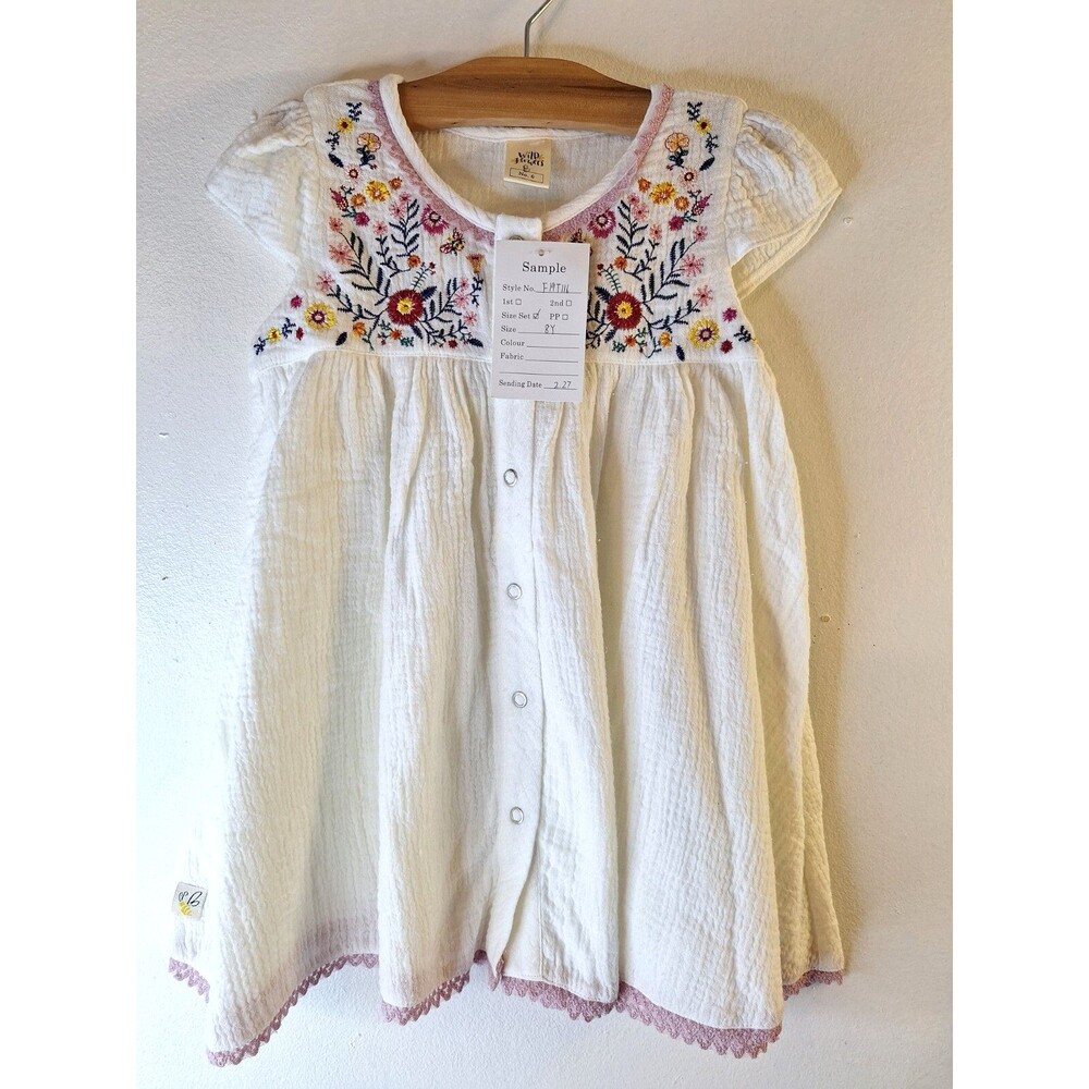 WILDFLOWERS Clothing No. 6  Sz 8 Button Up Gauzy Cotton‎ Embroidered Swing Top